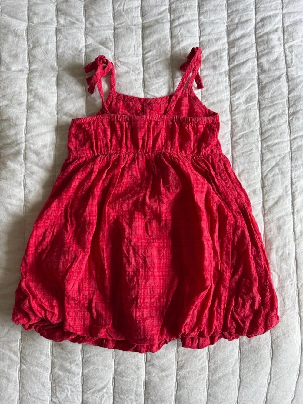 Old Navy Red Bubble Hem Tie Strap Dress 2T Cotton Blend Sundress